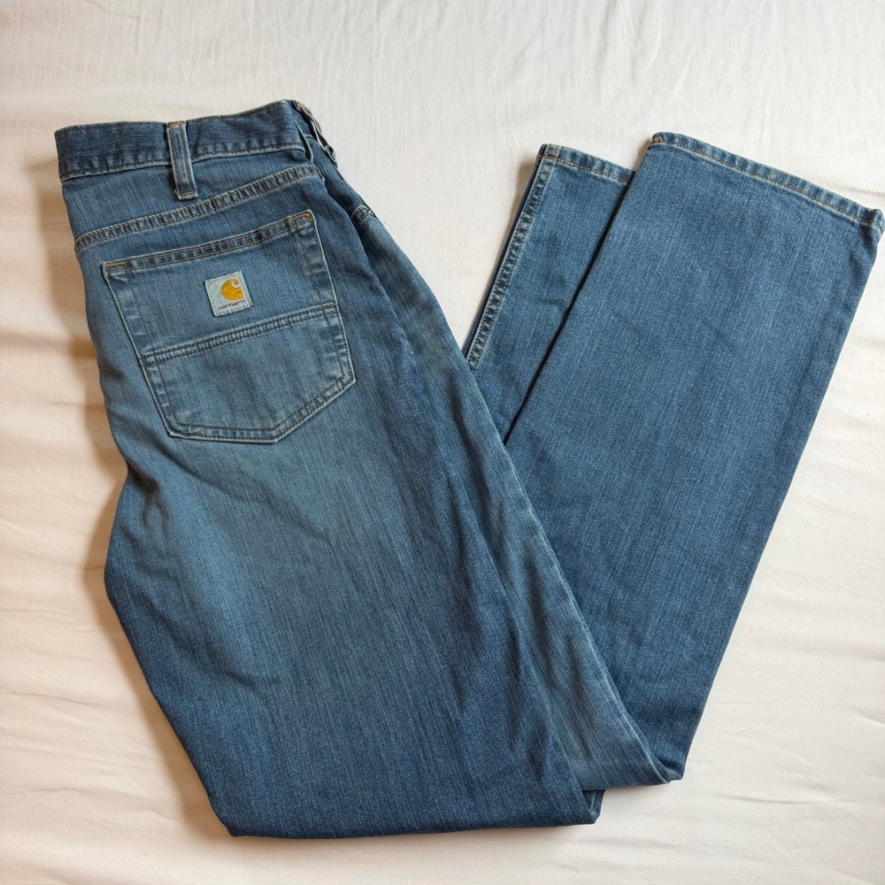 Carhartt Relaxed Fit Jeans Mens 32x32 Blue Denim Straight Leg Work Pants Medium